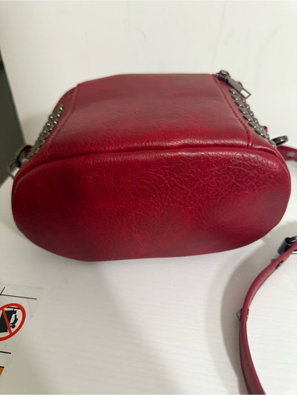 Studded Red Crossbody Bag - Women's Shoulder Bag - Picture 3 of 4